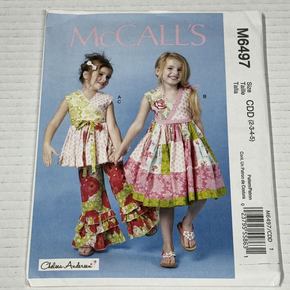 McCall's 6497~ Sizes: 2-5 ~ Children's/Girl's Pullover Top, Dress and Pants
